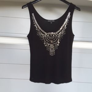 Black Rivet Tank with Rhinestones Size Medium
